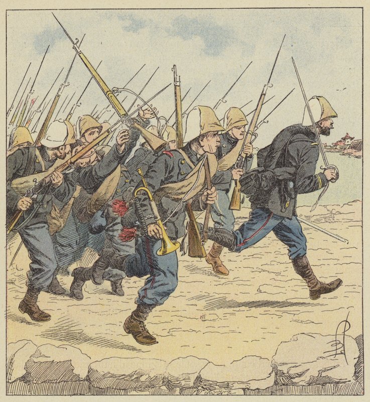 Marine Infantry on the Tien-Tsin Causeway by after Louis Charles Bombled