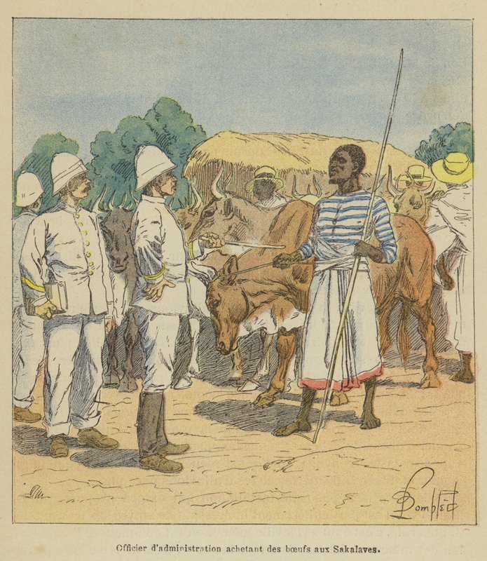 Administration Officer Buying Cattle from the Sakalaves by after Louis Charles Bombled