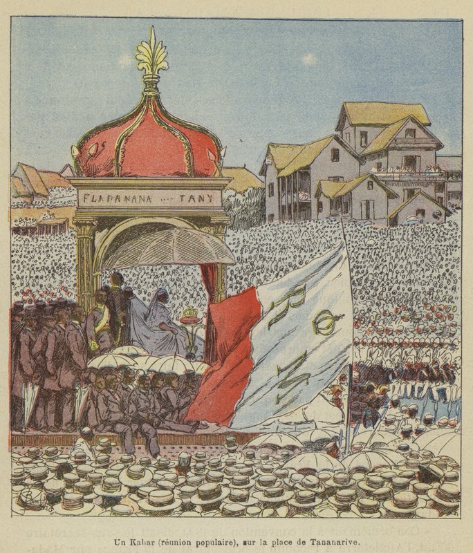 A Kabar (Popular Meeting) in the Square of Tananarive by after Louis Charles Bombled