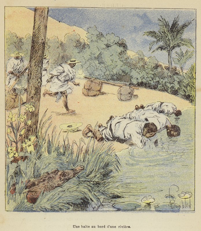 A Halt by the River by after Louis Charles Bombled