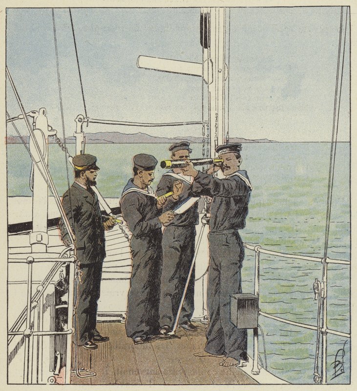 Japanese Lookouts Watching the Fleet from Port-Arthur by after Louis Charles Bombled