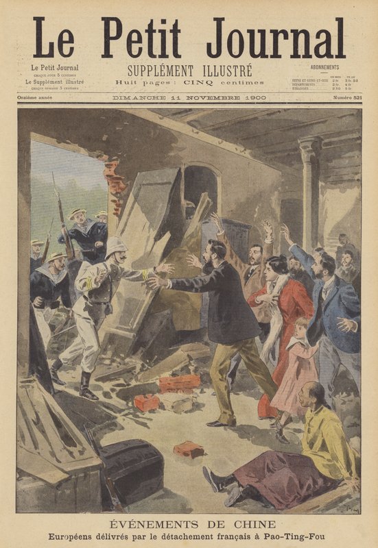 The Boxer Rebellion: Europeans rescued by a French detachment at Baoding by after Oswaldo Tofani