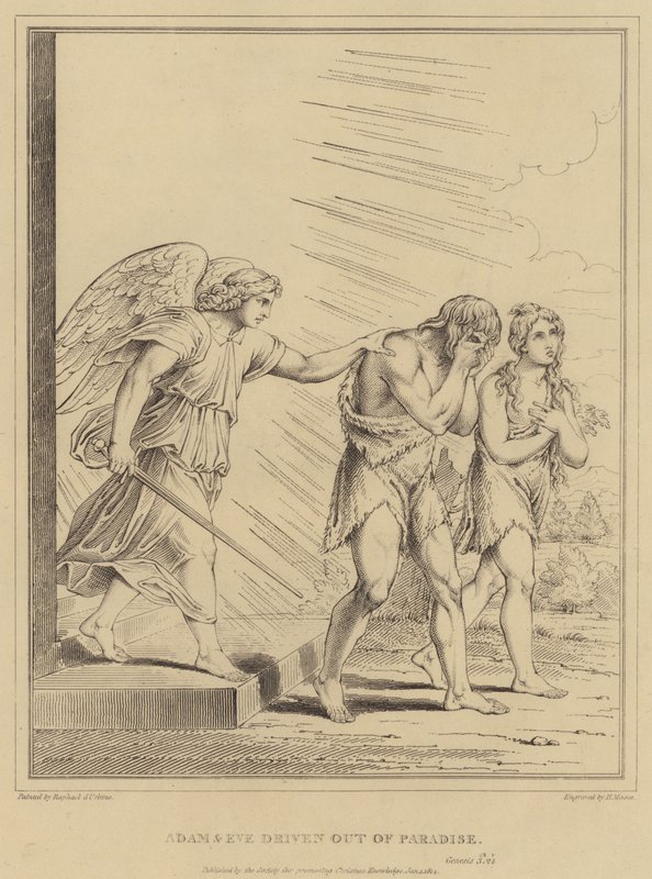 Adam and Eve driven out of Paradise, Genesis by after Raphael
