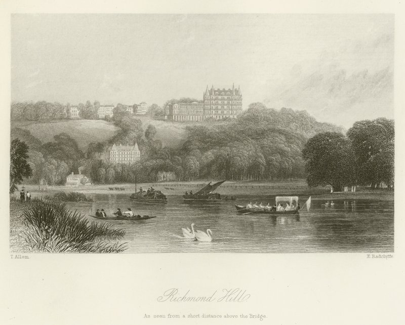 Richmond Hill, as Seen from a Short Distance Above the Bridge by after Thomas Allom