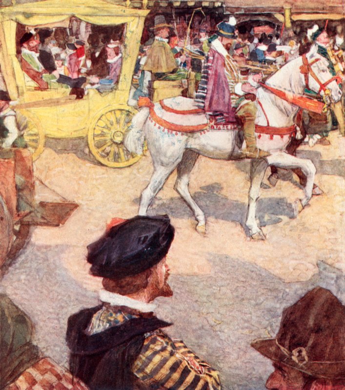 Shakespeare Admiring the Fine Horses in Cheapside, London by after William Hatherell
