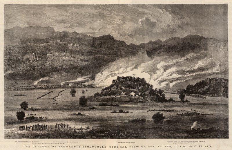 The Capture of Sekukunis Stronghold, General View of the Attack, 10 AM, 28 November 1879 by after William Henry James Boot