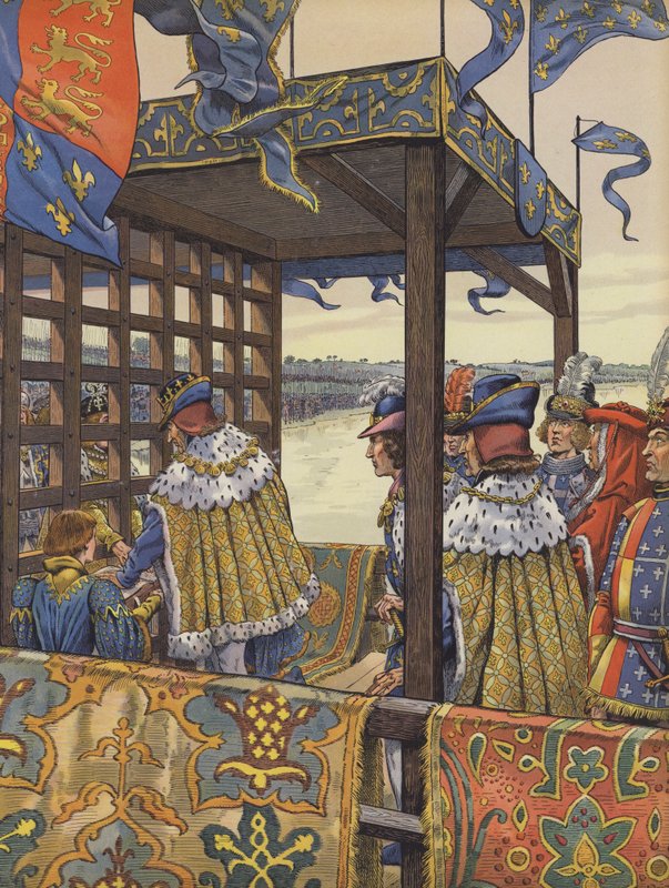 Louis XI of France and Edward IV of England meeting to sign the Treaty of Picquigny by pseudonym for Onfray de Breville Jacques Job