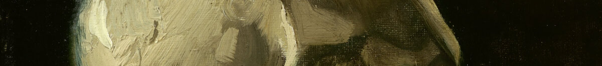Head of a skeleton with a burning cigarette (Vincent van Gogh), Detail: Schädeldach und Augenhöhle