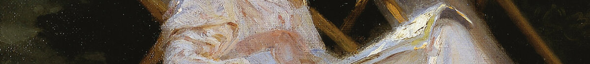 Marie Krøyer seated in the deckchair in the garden by Mrs Bendsen's house (Peder Severin Krøyer), Detail: Lesende Frau im Liegestuhl