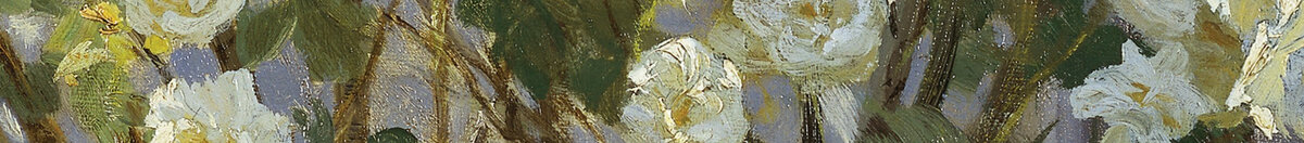 Marie Krøyer seated in the deckchair in the garden by Mrs Bendsen's house (Peder Severin Krøyer), Detail: Weiße Rosenblüten