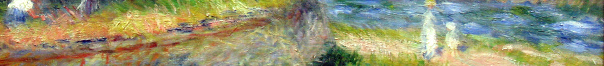 Blooming Chestnut Tree (Pierre-Auguste Renoir), Detail: Spaziergänger am Flussufer