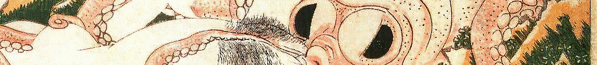 The Dream of the Fisherman's Wife (Katsushika Hokusai), Detail: Kopf des großen Oktopus