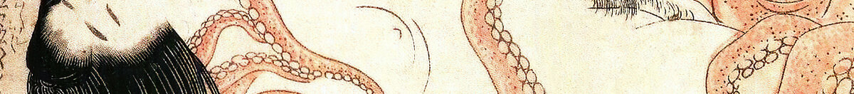 The Dream of the Fisherman's Wife (Katsushika Hokusai), Detail: Tentakel über dem Körper