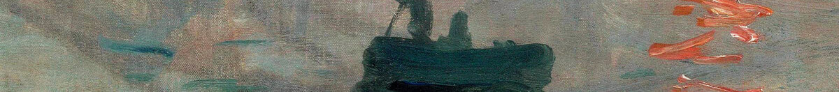 Impression: Sunrise, 1872 (Claude Monet), Detail: Ruderboot mit Figuren