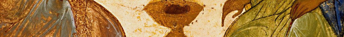 Holy Trinity (Troitsa) (Andrei Rublev), Detail: Kelch auf dem Tisch