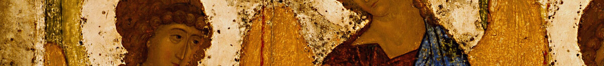 Holy Trinity (Troitsa) (Andrei Rublev), Detail: Linker Engel mit Nimbus