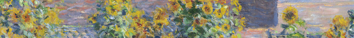The Artist's Garden at Vétheuil, 1880 (Claude Monet), Detail: Sonnenblumen vor blauem Himmel
