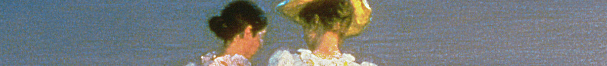 Summer Evening on the Skagen Southern Beach with Anna Ancher and Marie Krøyer (Peder Severin Krøyer), Detail: Gesichter und Strohhut