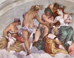 Allegories of Summer and Autumn (Bacchus and Ceres), Northern Wall, Lunette Above the Door to the Garden, Hall of Olympus