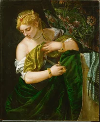 Lucretia, a Roman noblewoman married to Tarquinius Collatinus, committed suicide after being raped by the son of Tarquinius Superbus