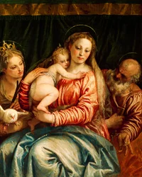 Madonna and Child, Saint and St Peter