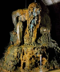 Appennine Colossus, free interpretation of a work by Giambologna (1529-1608) for architect Bernardo Buontalenti (ca. 1531-1608) in the garden of Villa Demidoff in Tuscany, Italy