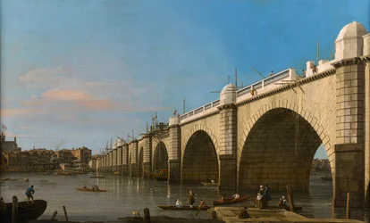 London, Westminster Bridge under construction, seen from the South-East