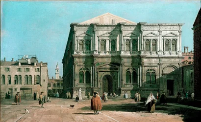 View of the school San Rocco in Venice. Painting by Giovanni Antonio Canal known as the Canaletto 1730-1731. England, Woburn Abbey