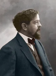 French composer Claude Debussy (1862-1918) - Portrait of the french composer Claude Debussy (1862-1918) 1908 - photo Nadar - digital coloring