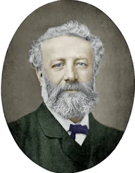 Jules Verne (1828-1905) French novelist, photograph by Nadar, colourized picture