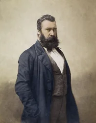Jean-François Millet (1814-1875), French painter, c. 1870, photograph by Nadar, digital colouring. Portrait of Jean-François Millet (1814-1875), painter and engraver. Photograph by Nadar. 19th century