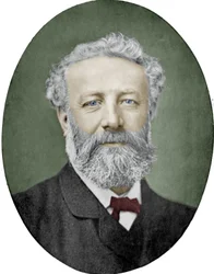 Jules Verne (1828-1905) French novelist, photograph by Nadar, colourized picture