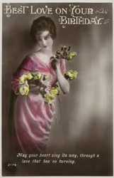Girl dressed in kimono-like dress with flowers