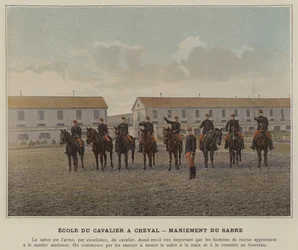Cavalry School on Horseback, Saber Handling