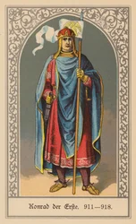 Conrad I of Germany, King of East Francia (colour litho)
