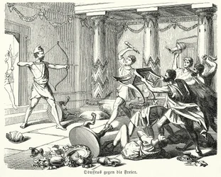 Odysseus slaying the suitors of Penelope