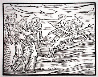 Witch astride a diabolical goat, copy of an illustration from 