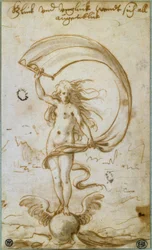 Fortuna with Sail on a Winged Sphere