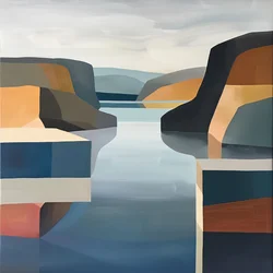 Minimalist Lake view landscape