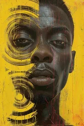 Minimalist Abstract Sci-Fi Surrealism Black Man Face