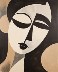 Black and Beige Abstract Woman Henri Matisse Style