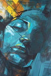 Abstract Woman Face, Wall Decor for Living Room