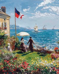 Balcony of a House Overlooking the Sea on a Sunny Day
