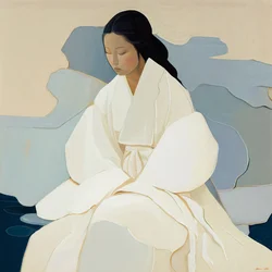 A Korean Painting, Woman Wearing a Traditional Hanbok