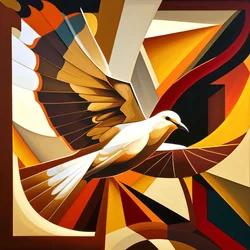 Peace Doves Cubism Style Painting