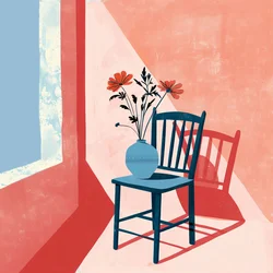 Plant, Chair & Ceramic Vase, Bohemian Style