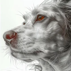 Dog Portrait Black & White Minimalist Drawing