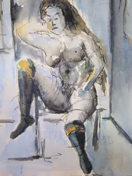 Seated Nude in Blue