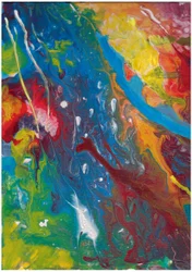 Abstract Acrylic Pour in Red, Blue, Yellow