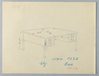 Design for Library Table with Lion-Paw Feet